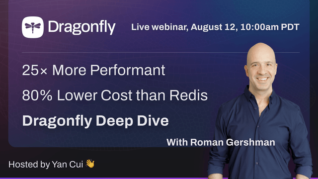 Banner image feature Roman Gershman against a purple background highlighting with text announcing the webinar for Dragonfly
