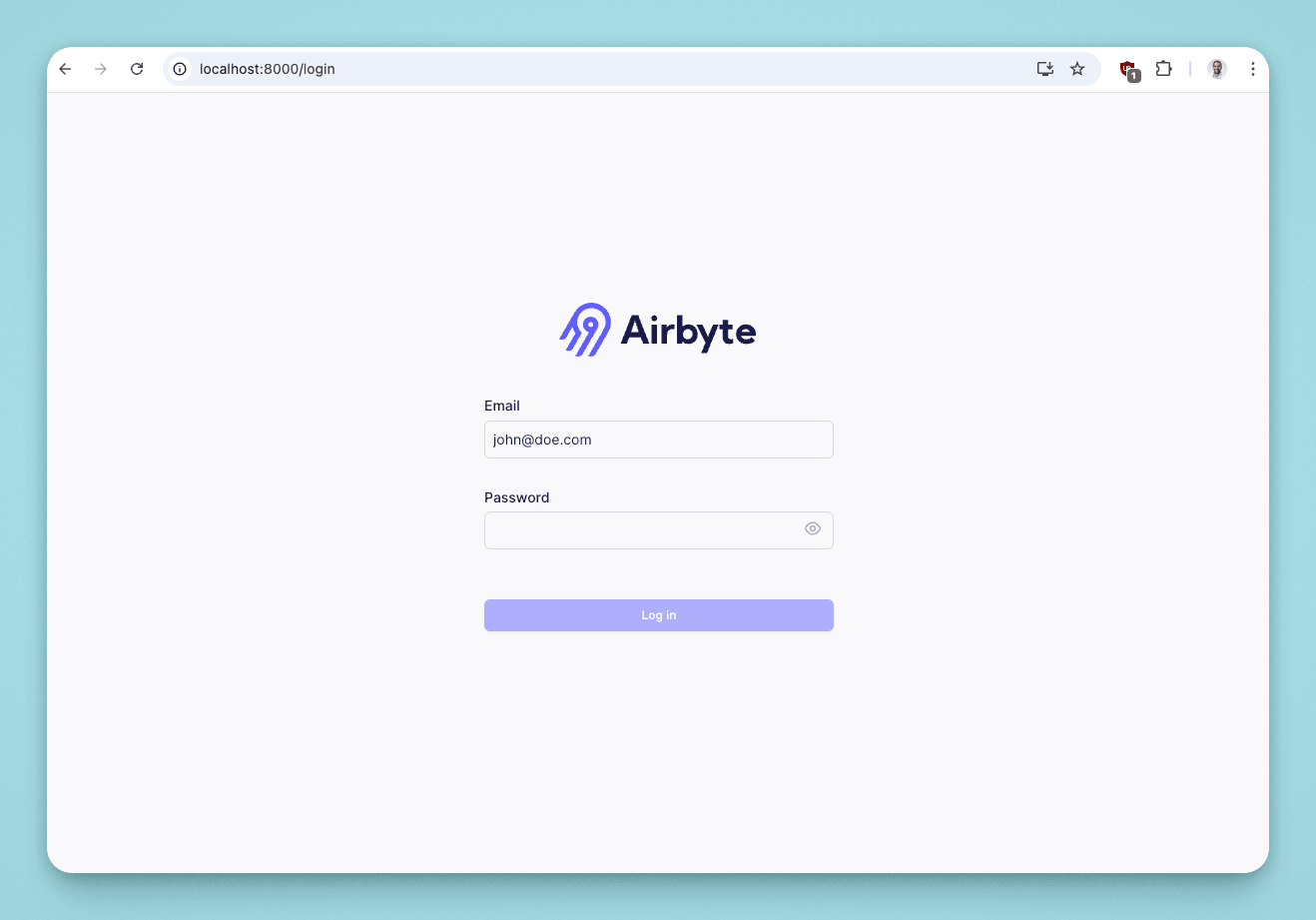 Airbyte Login Screen