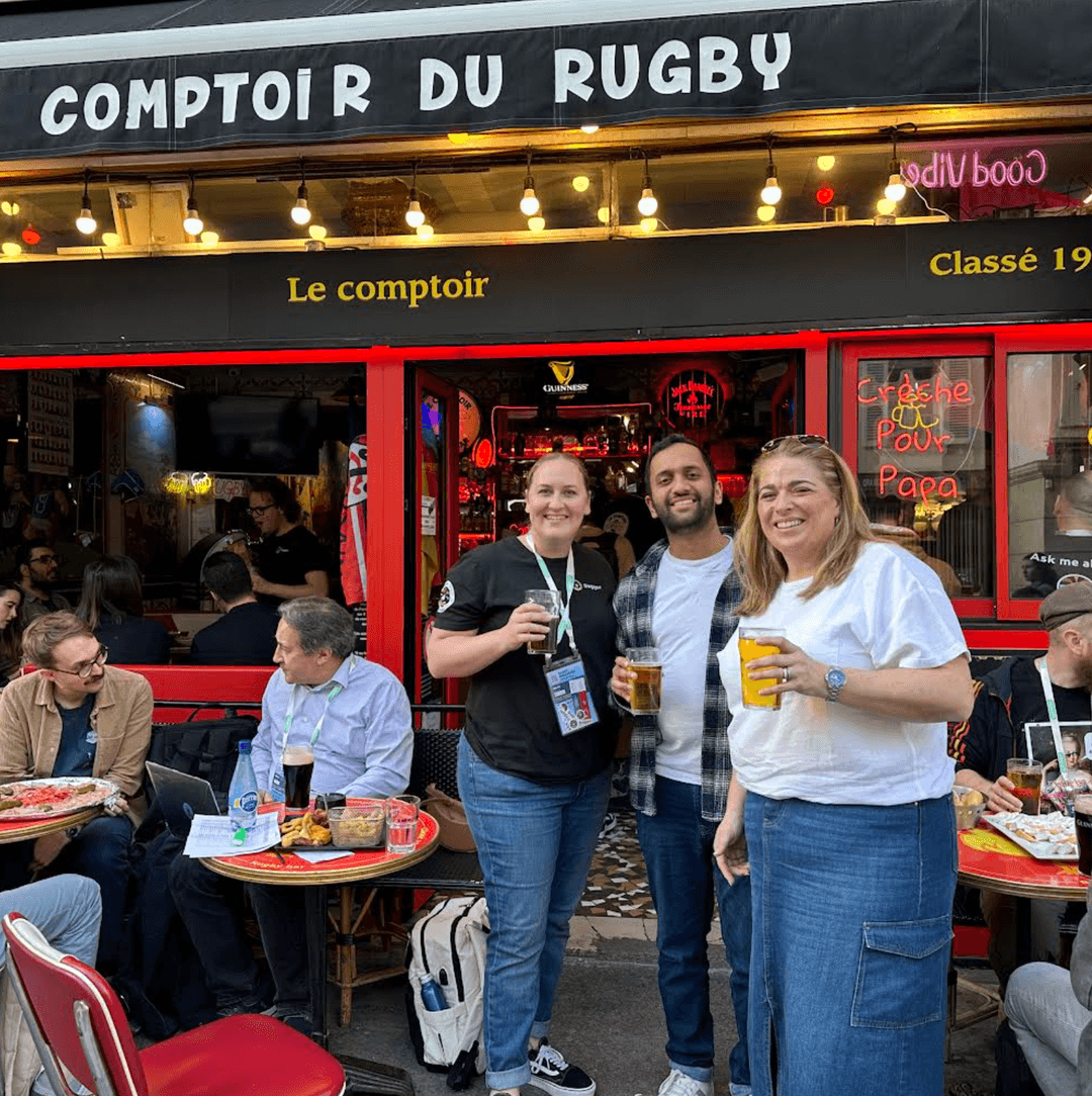 The Dragonfly team out for a drink after a conference