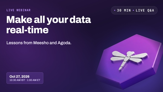 Graphic for the Make all your data real-time webinar, October 27, 2026, 10:30 AM IST